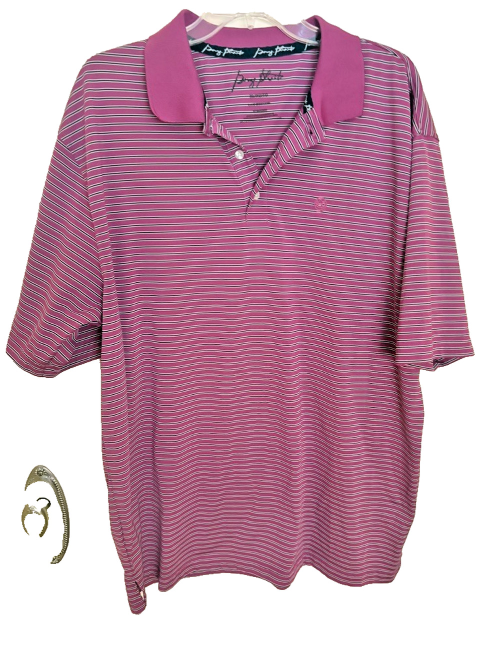 George Strait Polo Shirt Mens XL Purple Stripe Short Sleeve Golf